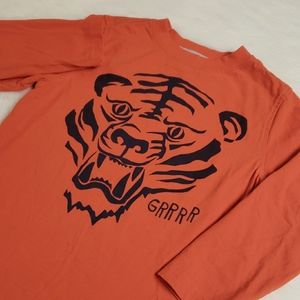 Boys 6 Orange Gymboree Long Sleeve Tiger Top 100% Cotton